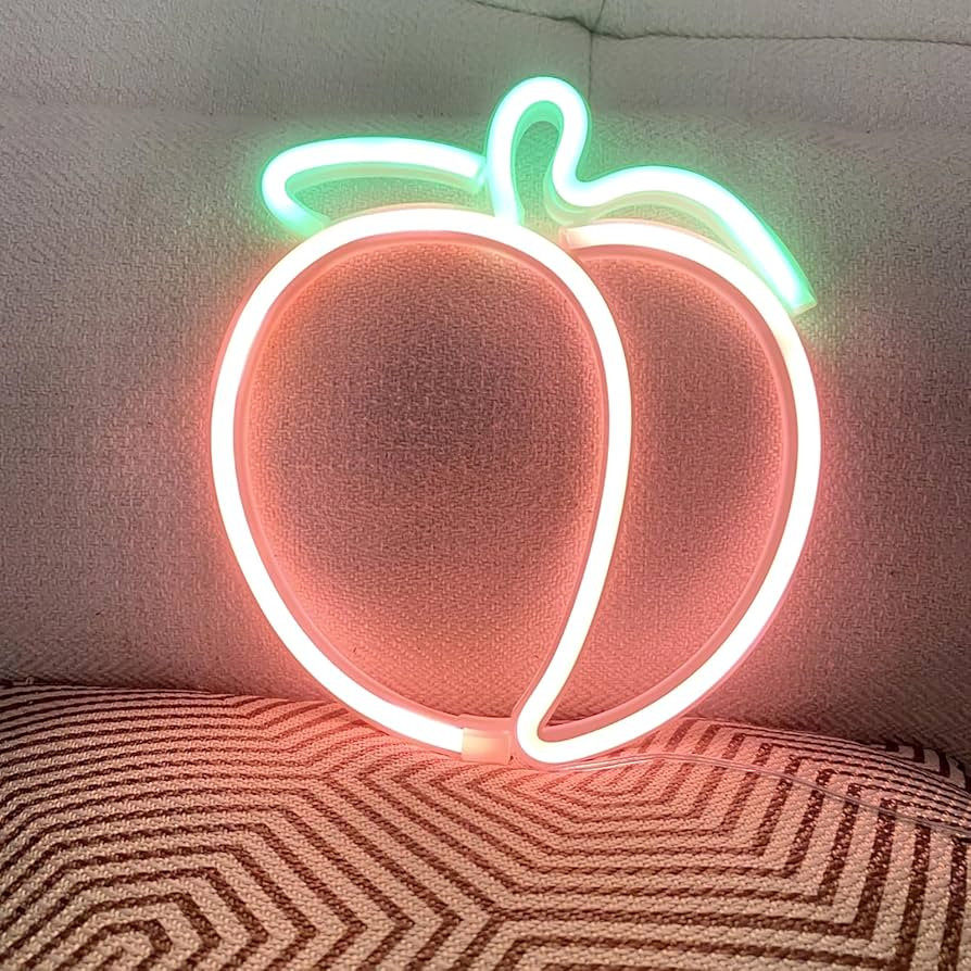 Peach LED Neon Light Sign Handmade Lamp for Wall Room Party Home Bar Art Christmas Bedroom Table ... | Amazon (US)