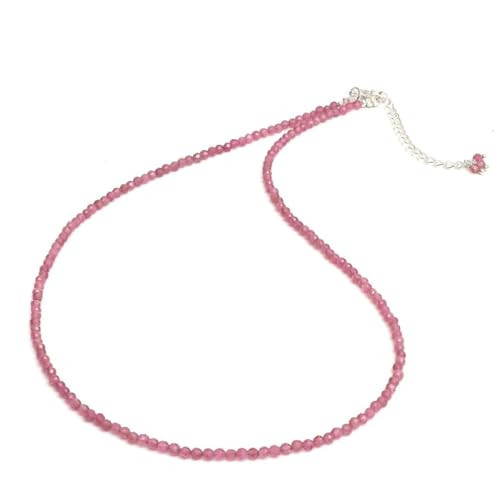 Gempires Pink Tourmaline Beaded Necklace Pink Crystal Gemstone Jewelry Hypoallergenic 18 Inch Silver Plated Handmade October Birthstone Necklace For Women | Amazon (US)