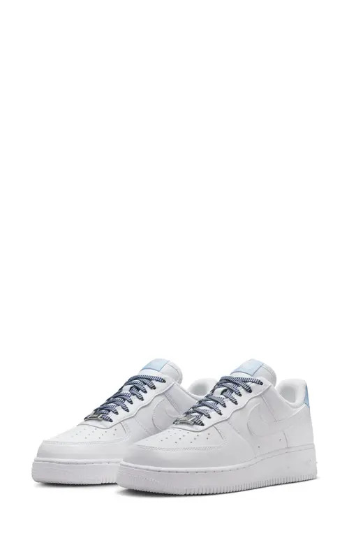 Nike Air Force 1 '07 Basketball Sneaker in White/White/Blue/White at Nordstrom, Size 8 | Nordstrom