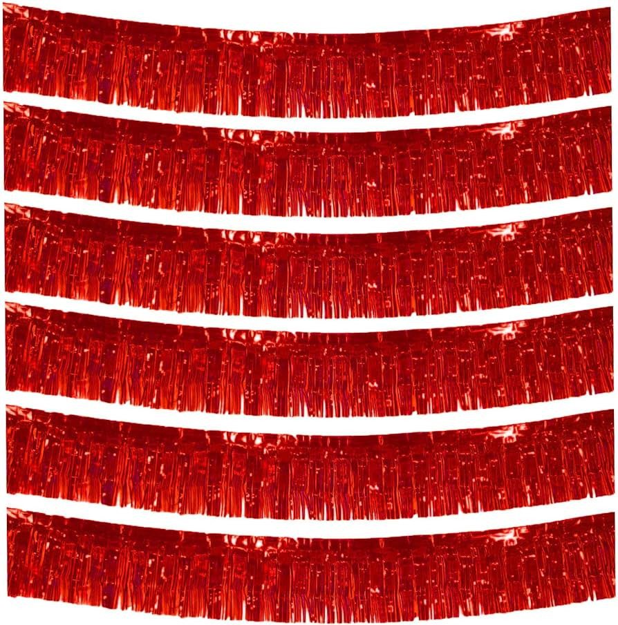 6 Packs 10 Feet Foil Fringe Garland Metallic Foil Tinsel Fringe Garland Wall Hanging Fringe Banne... | Amazon (US)