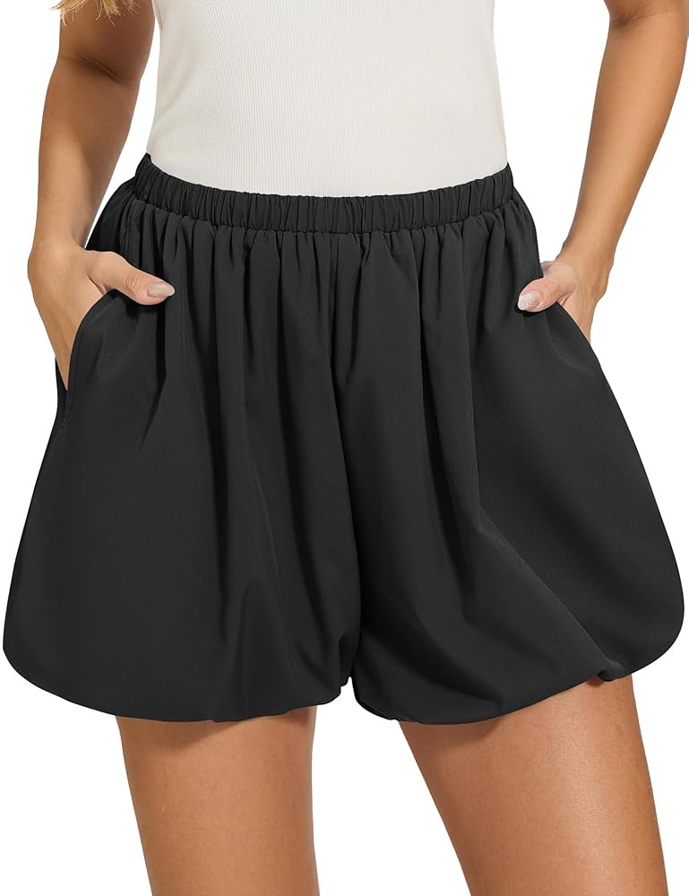 LOMON Womens Casual Bubble Shorts Workout Skort Puffy Balloon Going Out Mini Skirts with Pockets | Amazon (US)