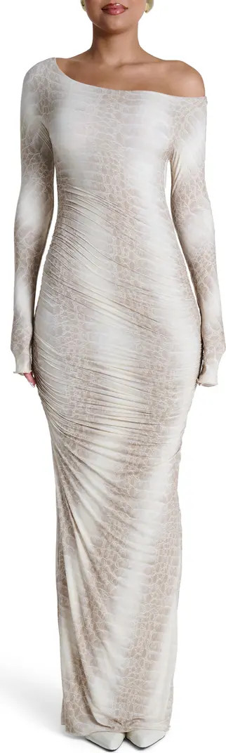 Ruched Off the Shoulder Long Sleeve Maxi Dress | Nordstrom