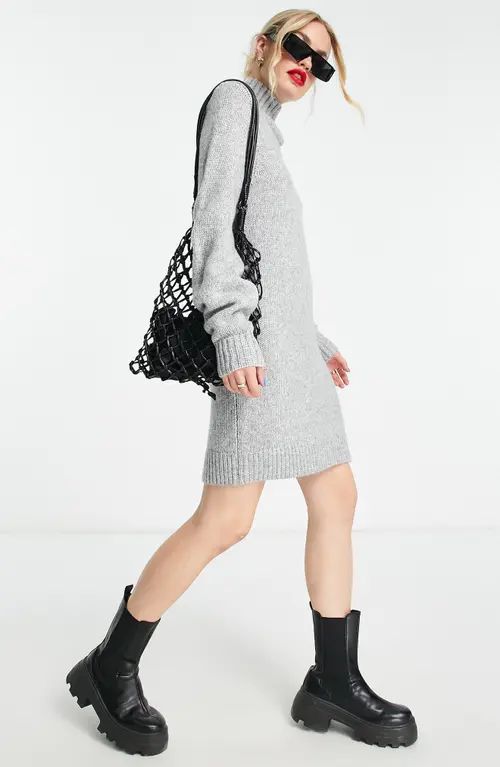 ASOS DESIGN Mock Neck Long Sleeve Sweater Dress in Grey at Nordstrom, Size 10 Us | Nordstrom