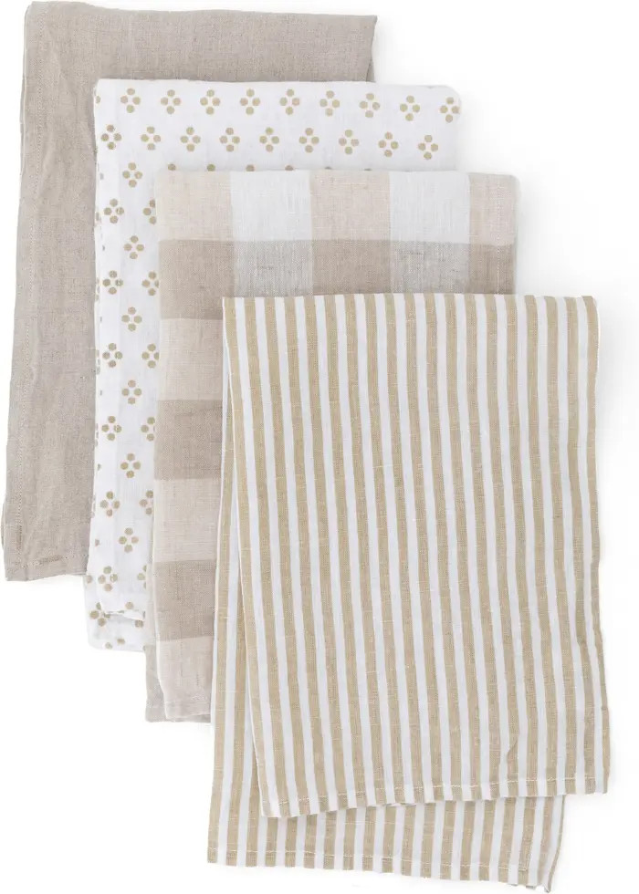 Heirloomed Collection Set of 4 Assorted Linen Tea Towels | Nordstrom | Nordstrom