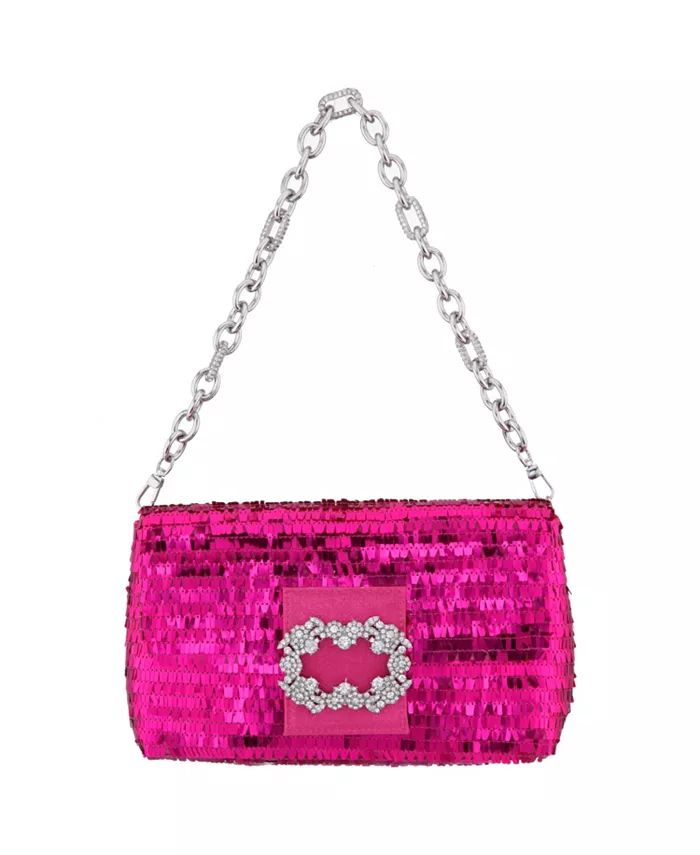 Women's Fringe Sequin Baguette Bag with Crystal Buckle Handbag | Macys (US)
