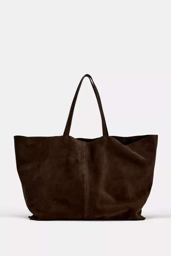 SPLIT SUEDE MAXI TOTE BAG | Zara US