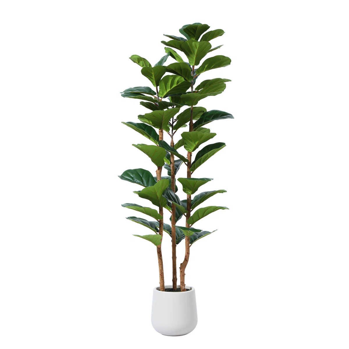 Adarna Artificial Fiddle Leaf Fig Tree with Realistic Leaves and Natural Trunk, Potted Tree | Wayfair North America
