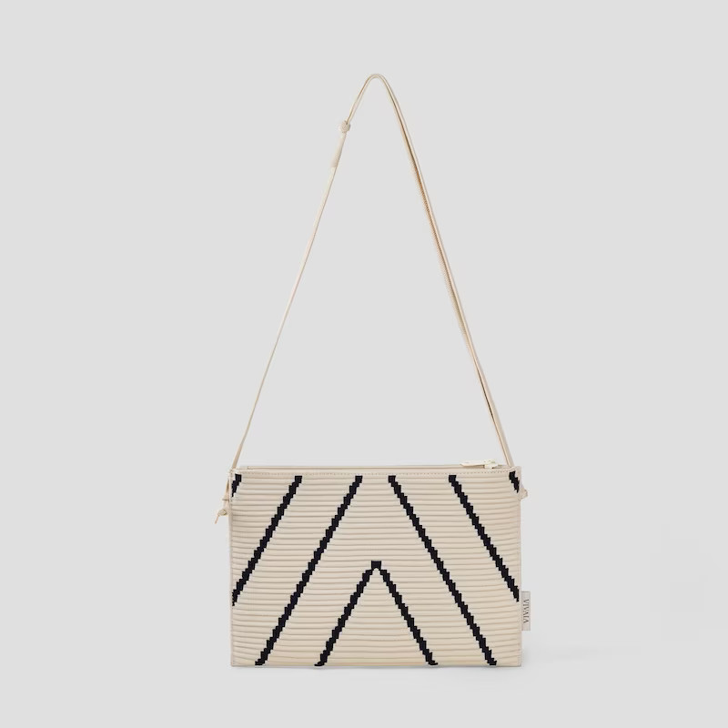 Lucy Crossbody Bag-Ivory Chevron | VIVAIA
