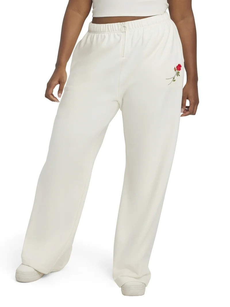 Mills by Millie Bobby Brown Women's Fleeced Terry Wide Leg Pants, Sizes XXS-XXL | Walmart (US)