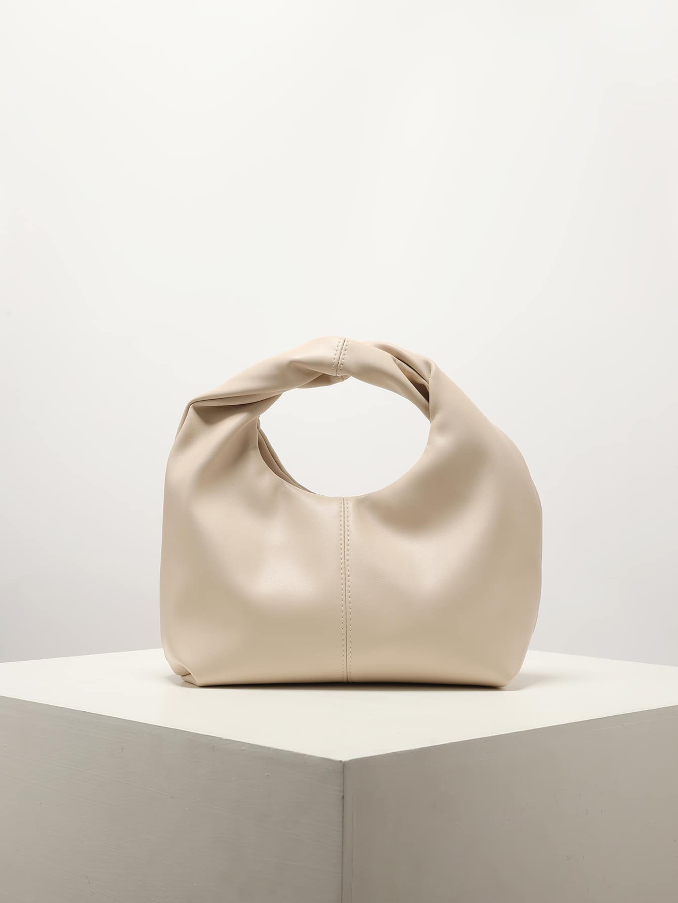 Minimalist Top Handle Hobo Bag Pleated Handbag Women Versatile Bag Niche Satchel Bag, With Twisted Strap Small Handbag, Solid Color Classic Women's Bag For Daily Use, Fashionable Business Casual Bag For Women, Perfect For Office, Business And Work | SHEIN
