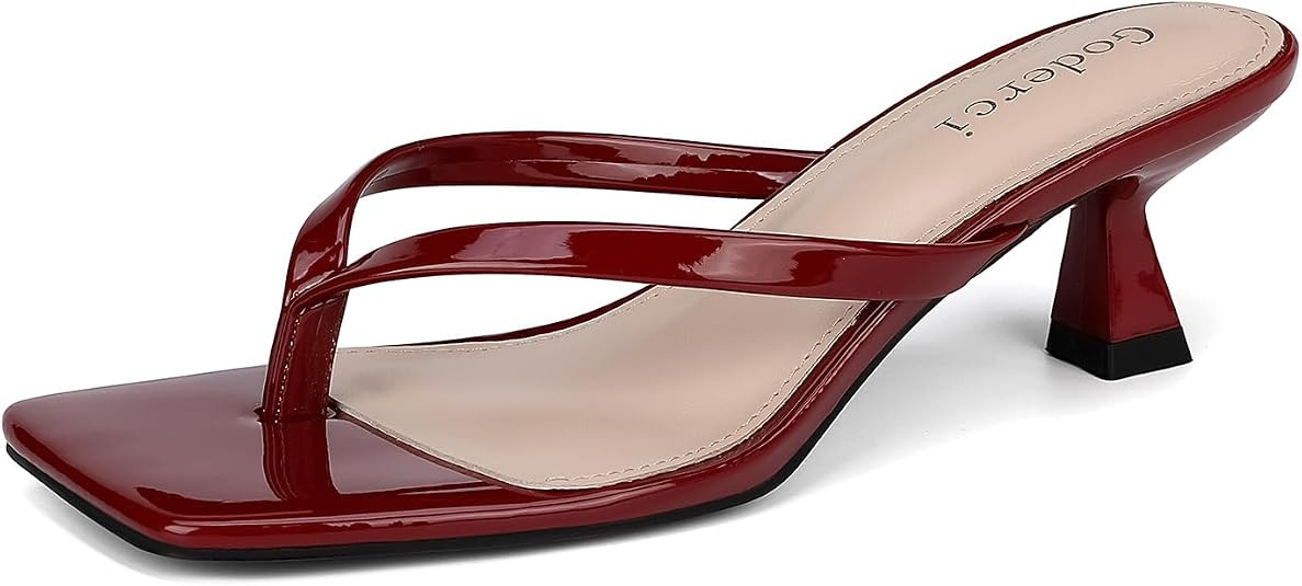 Goderci Kitten Flip Flop Thong Low Heels for Women | Amazon (US)