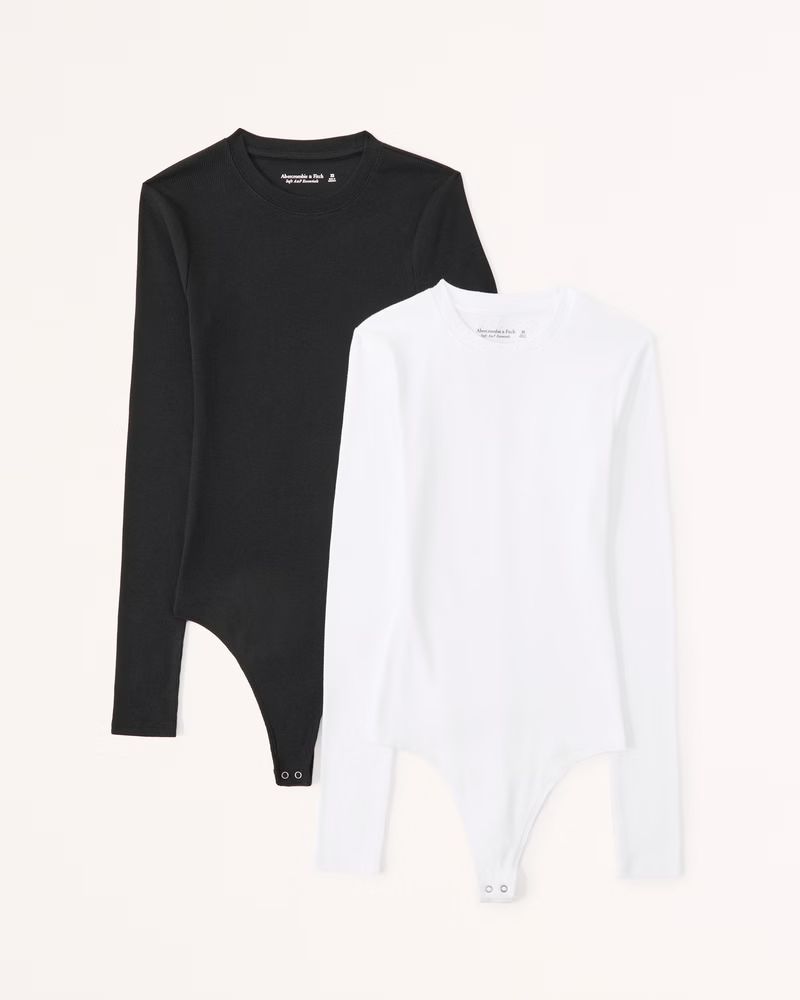 Women's 2-Pack Long-Sleeve Essential Crew Bodysuit | Women's Tops | Abercrombie.com | Abercrombie & Fitch (US)