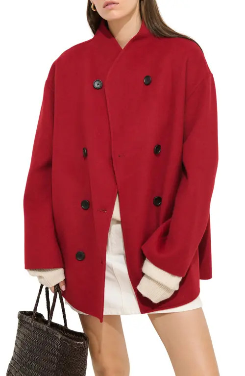 Alex Mill Sophia Wool Blend Coat in Red at Nordstrom, Size Large | Nordstrom