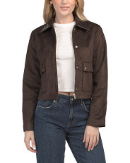 Faux Suede Jacket With Contrast Combo Collar | Midweight Jackets | Marshalls | Marshalls