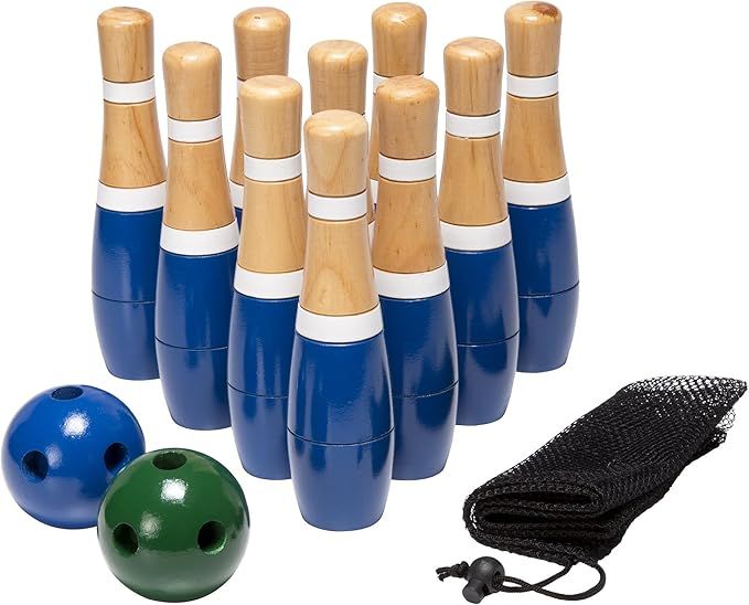 Backyard Lawn Bowling Game – Indoor and Outdoor Family Fun for Kids and Adults – 10 Wooden Pi... | Amazon (US)