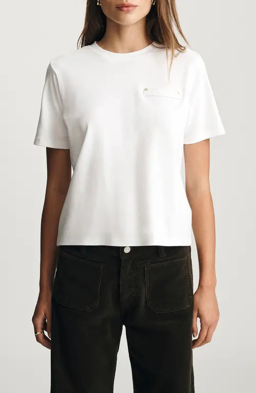 Mavi Jeans Welt Pocket Crop Cotton T-Shirt in White at Nordstrom, Size Large | Nordstrom
