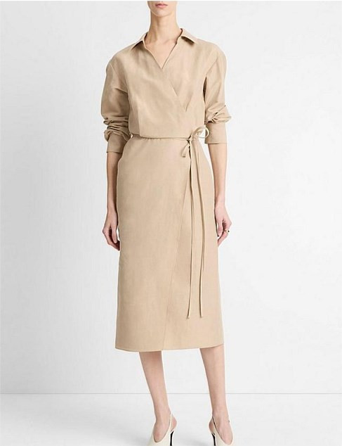 Cotton-Blend WRAP SHIRT DRESS | David Jones (Australia & New Zealand)