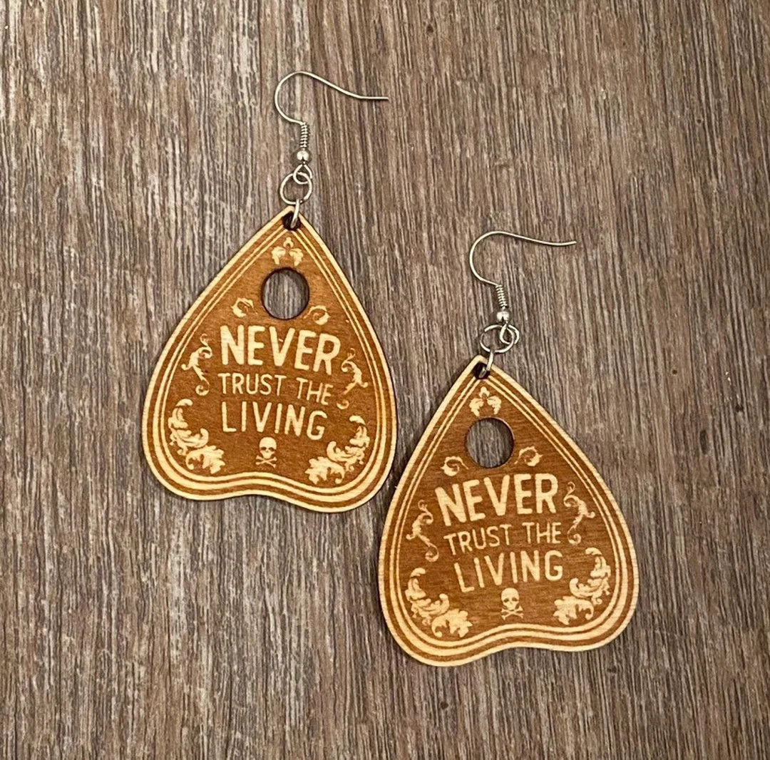 Planchette Earrings - Wooden Earrings - Fandom Earrings - Geeky Earrings - Laser Cut Earrings | Etsy (US)