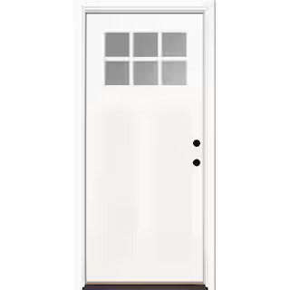 36 in. x 80 in. 6 Lite Clear Craftsman Unfinished Smooth Left-Hand Inswing Fiberglass Prehung Fro... | The Home Depot