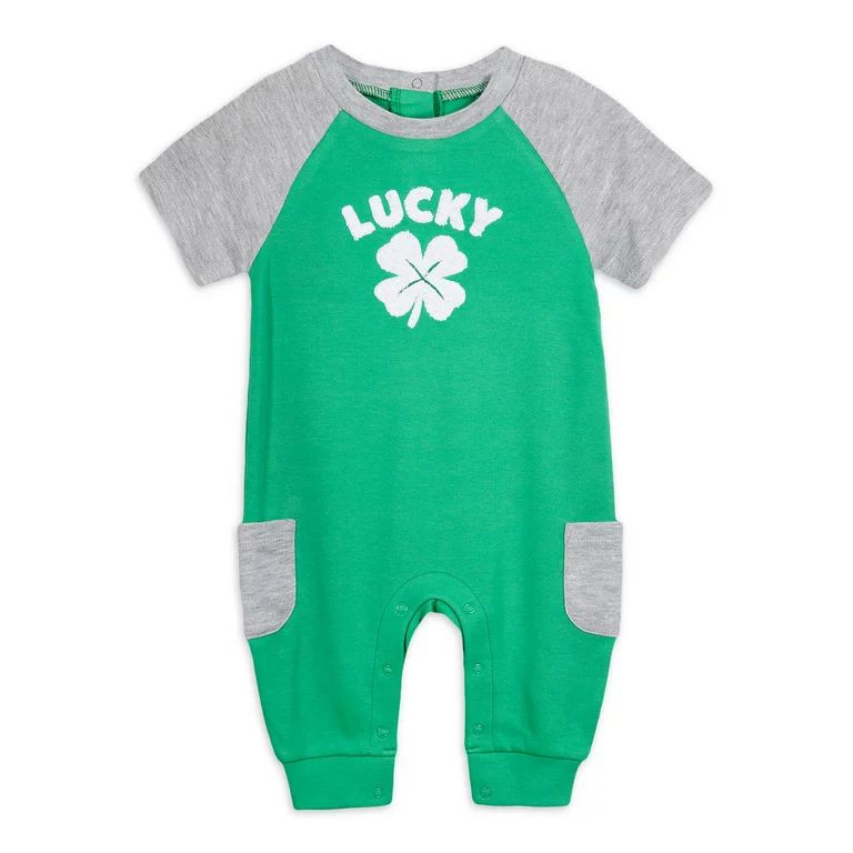 St. Patrick's Day Baby Unisex Short Sleeve Romper Outfit Set, 1 pc Sizes 0-24M | Walmart (US)