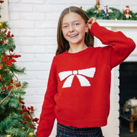 Red Kids Bow Sweater | Sail to Sable