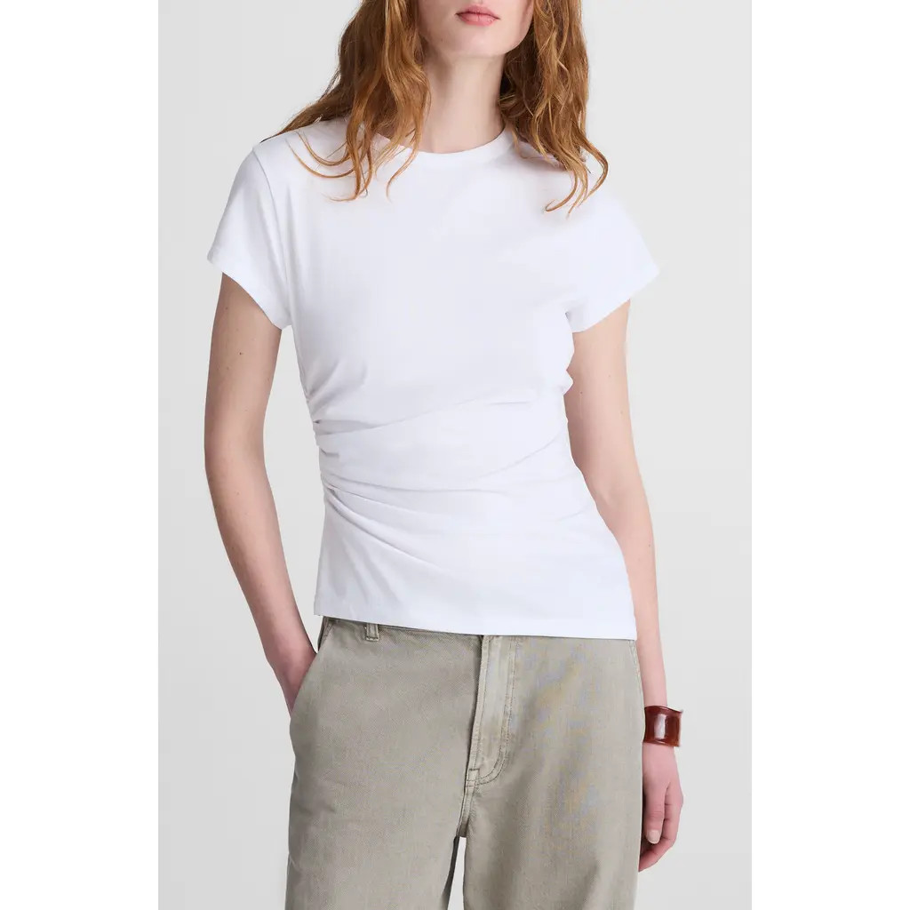 Madewell Asymmetric Ruched Jersey T-Shirt in White at Nordstrom, Size Medium | Nordstrom