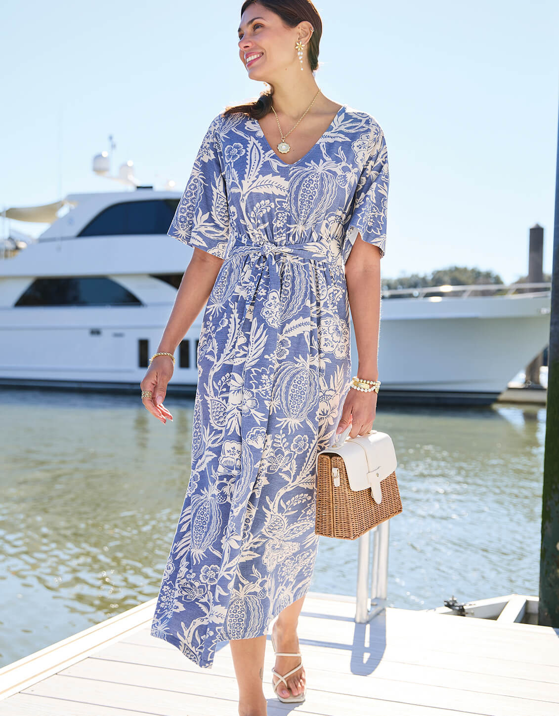 Adella Midi Dress Flagler Pods Blue | Spartina 449