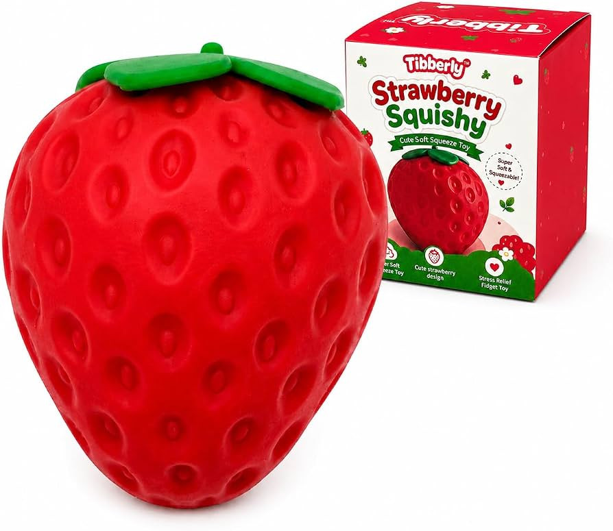 Strawberry Squishy Stress Ball, Realistic Strawberry Sensory Toy | Amazon (US)