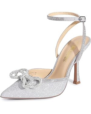 DREAM PAIRS Women's High Heels Destiny Closed Toe Strappy Heels Sexy Rhinestone Ankle Strap Pumps... | Amazon (US)