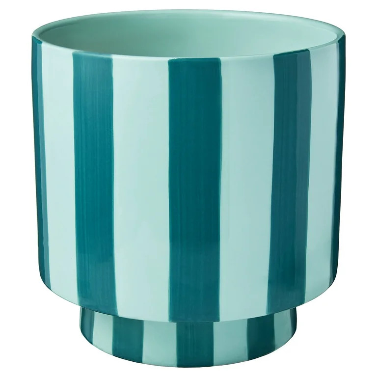 Mainstays Lauren 8.25" x 8.25" x 8" Round Teal Thunder and Aqua Ocean Ceramic Planter | Walmart (US)