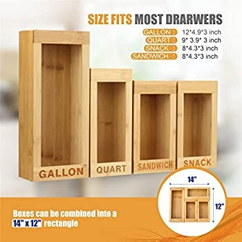 Ziplock Bag Storage Organizer, Upgraded Bamboo Zip Lock Bags Container for Drawer, Baggie Dispens... | Amazon (US)