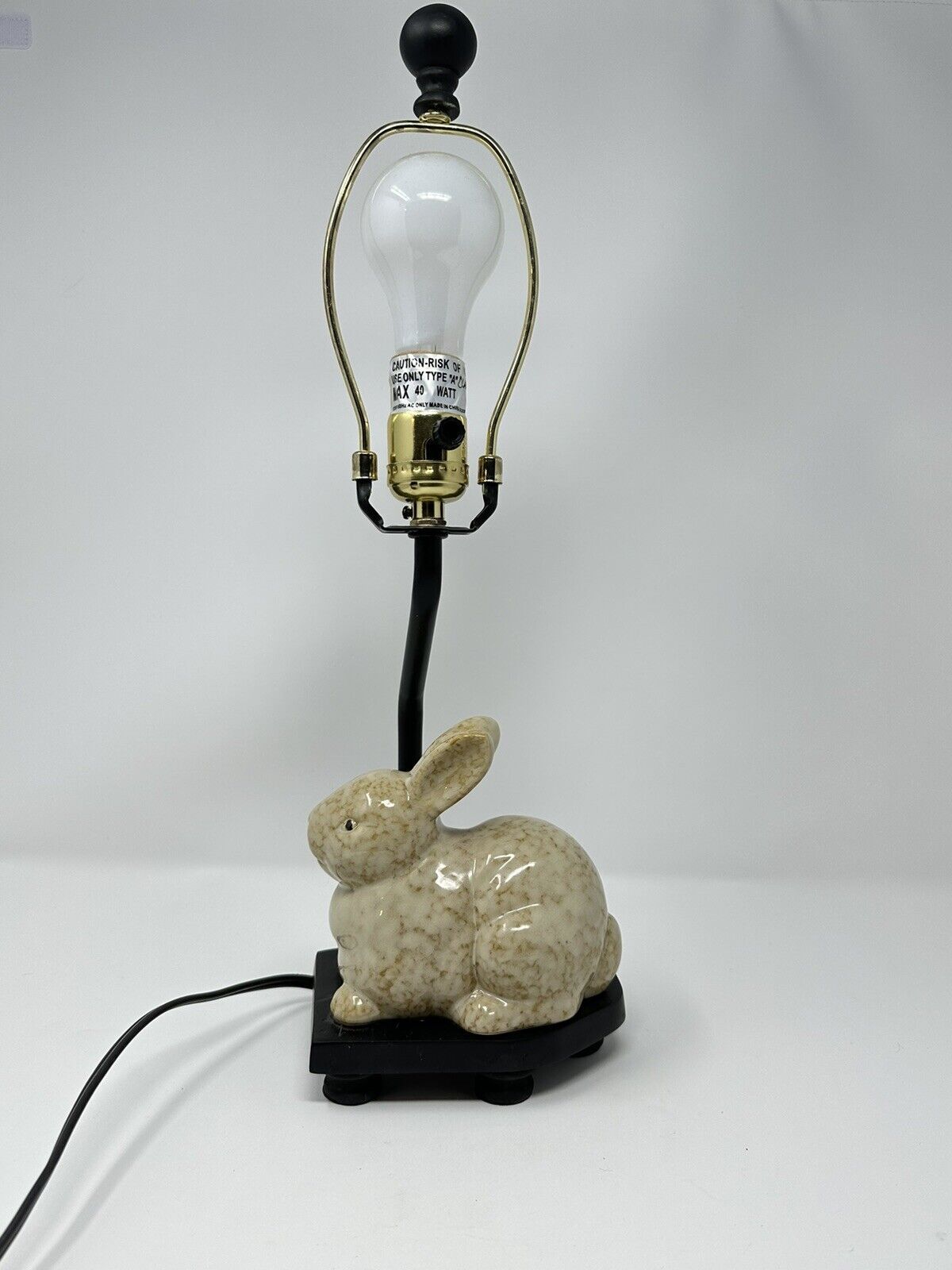 BUNNY RABBIT Table Lamp Finial Cream Ceramic Working Cond. with Shade 18” Tall  | eBay | eBay US