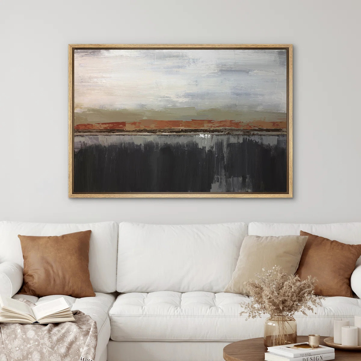 Minimal Landscape " IDEA4WALL Framed Canvas Wall Art No Texture Dark Paint Strokes Abstract Canva... | Wayfair North America
