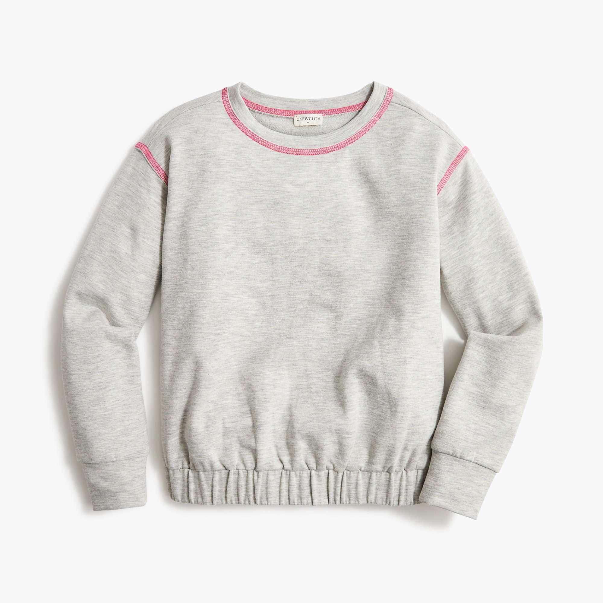Girls' heathered crewneck with contrast stitch | J.Crew Factory