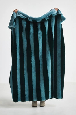 The Sophie Faux-Fur Throw Blanket: Striped Edition | Anthropologie (US)