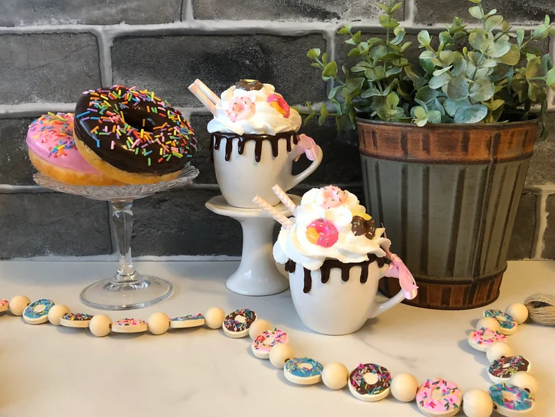 Faux Whip Mug, Mini Espresso, Mini Mugs, Tiered Tray Decor, Tiered Trays, Coffee Decor, Donut Tie... | Etsy (US)