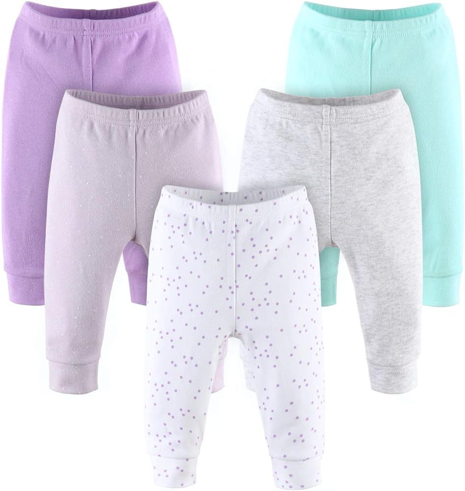 The Peanutshell Baby Pants Set for Girls | 5 Pack | Newborn to 24 Month Sizes | Purple & Grey | Amazon (US)