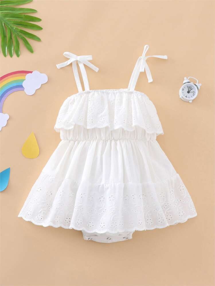 Baby 1pc Schiffy Bow Cami Combo Bodysuit Dress | SHEIN