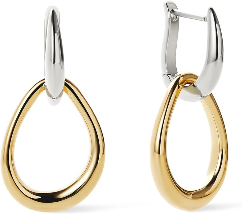 Ana Luisa Sage Drop Earrings for Women - 14K Gold Plated and Silver Two Tone Dangle Hoops, Assort... | Amazon (US)