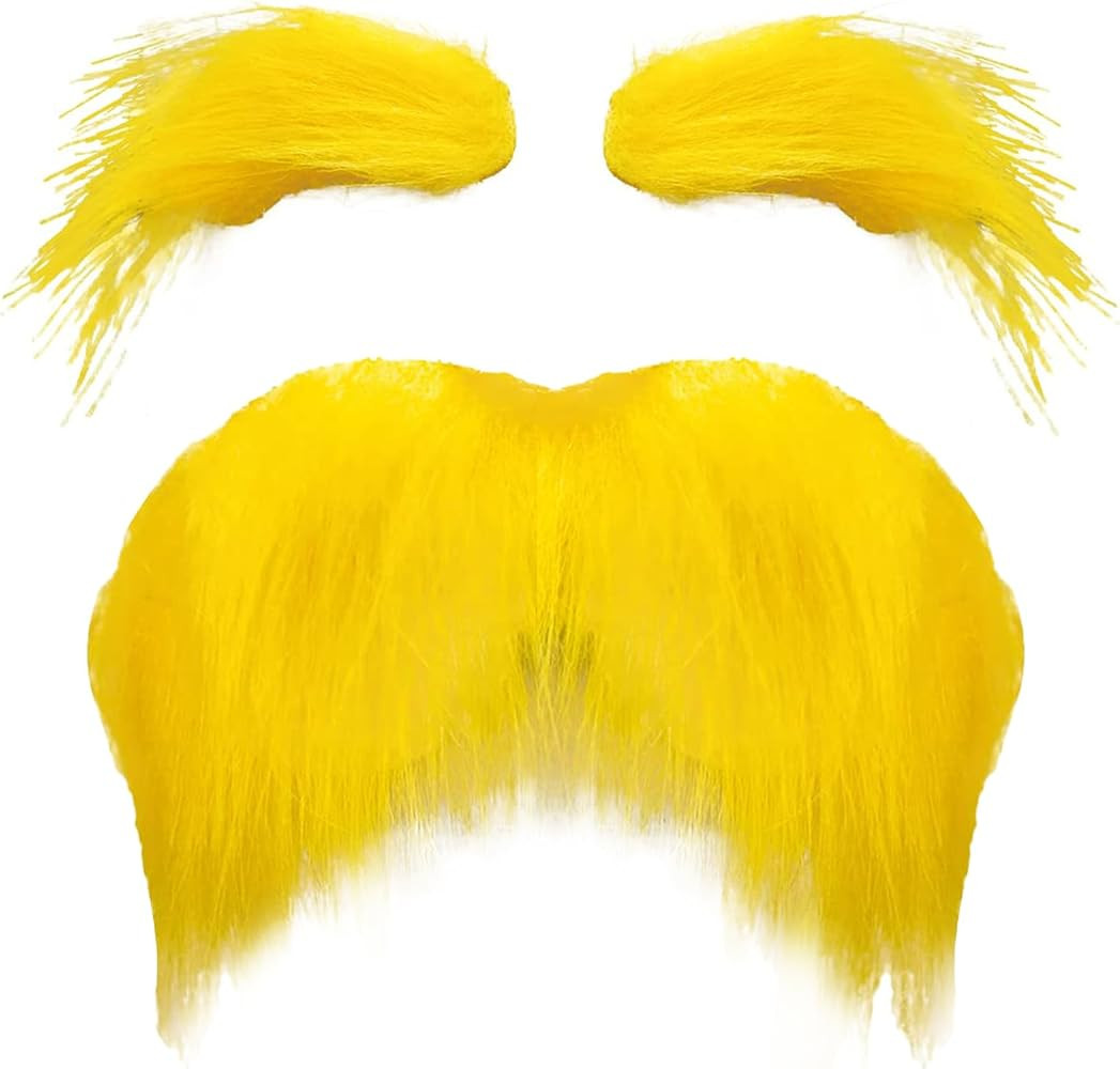 Yellow Mustache and Eyebrows Novelty Moustaches Beard Cosplay Costume Accessories Halloween Party... | Amazon (US)