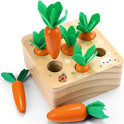 Montessori Toys for Babies 6-12 Months, Wooden Toys Developmental Shape Sorting & Matching Puzzle Ca | Amazon (US)