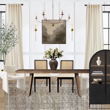 Modern Organic Dining Room 

Dining room design, neutral dining room, modern dining room, dining table, dining chairs, arch cabinet, dining room art, artwork, large art, wall sconces, dining chandelier, faux tree, faux olive tree, end chairs, dining end chairs, curtains, neutral curtains

#LTKStyleTip #LTKFamily #LTKHome
