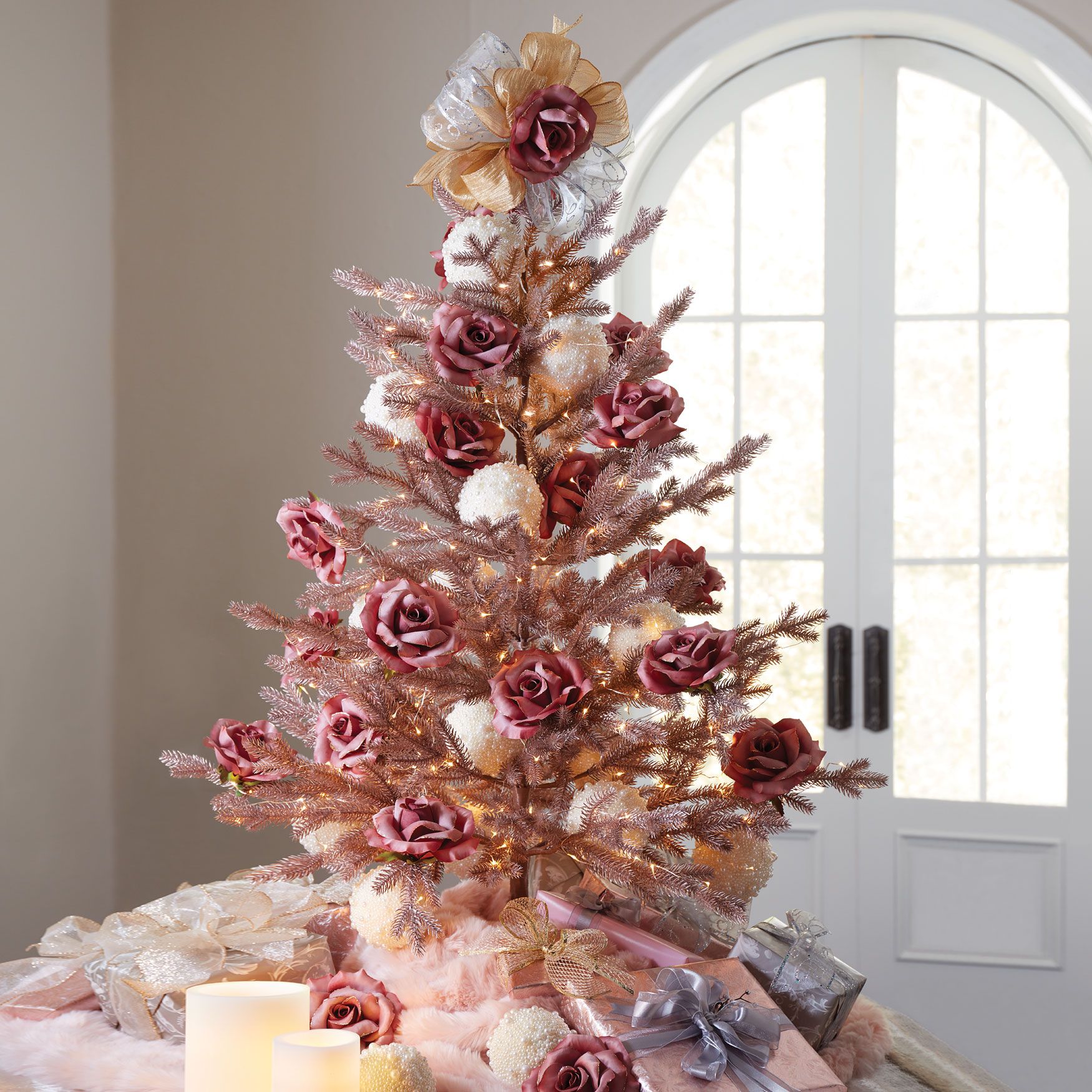 4' Rose Gold Christmas Tree 0 Rose Gold - BrylaneHome | Brylane Home