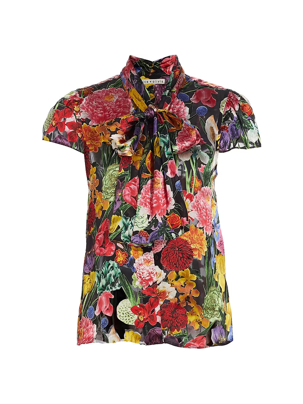 Alice + Olivia Jeannie Floral Burnout Bow Blouse | Saks Fifth Avenue
