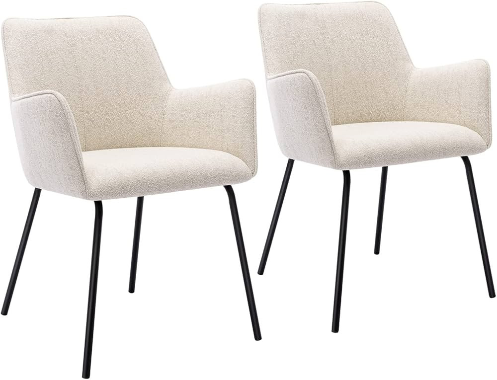 ONEVOG Beige Dining Chairs Set of 2, Kitchen Dining Room Chair with Curved Back Support, Upholste... | Amazon (US)