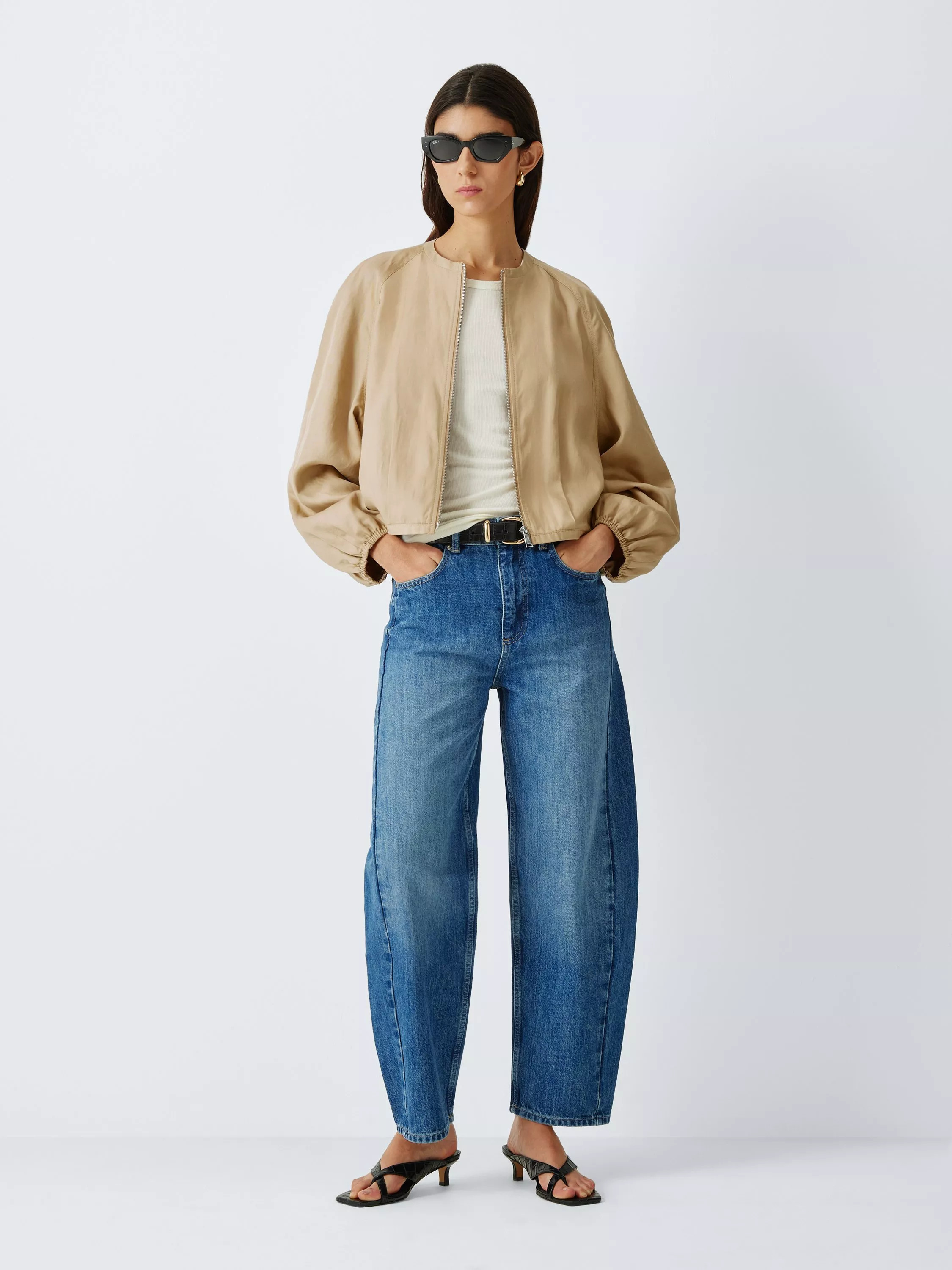 Tencel Blend Bomber Jacket, Camel | John Lewis (UK)