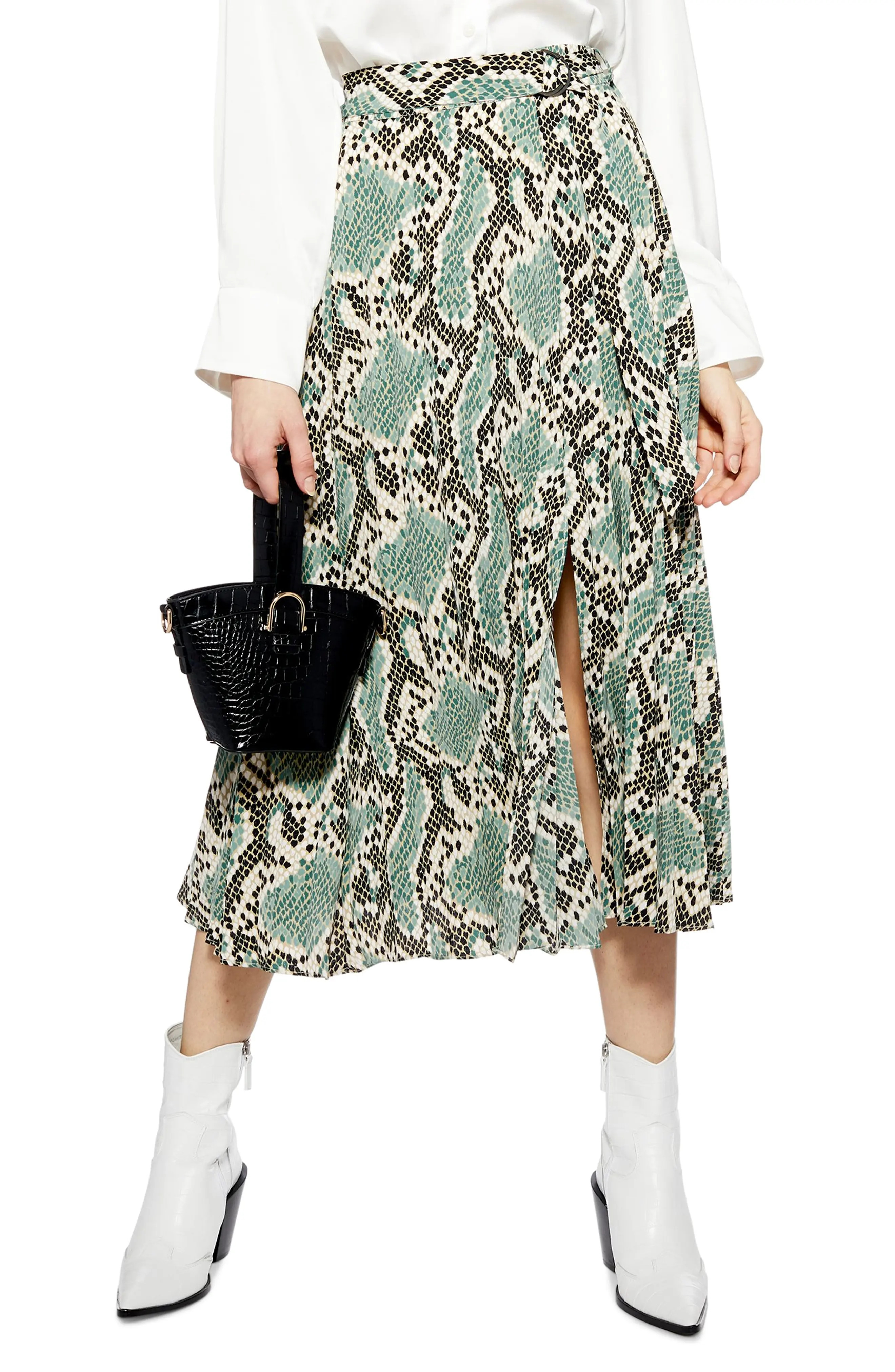 Topshop Python Print Pleat Midi Skirt | Nordstrom