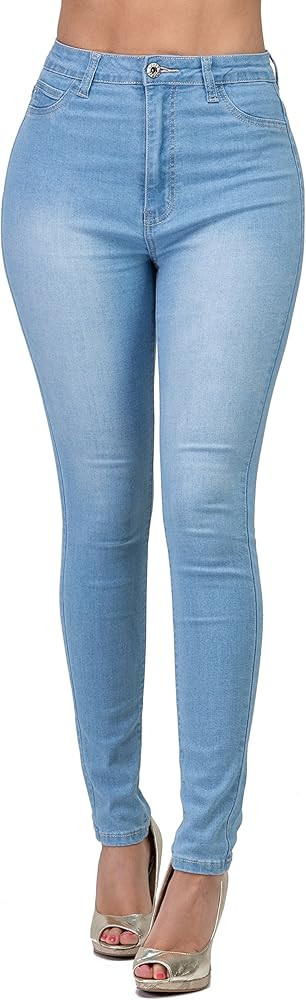High Waisted-Rise Colored Stretch Skinny Destroyed Ripped Distressed Jeans for Women Olive Mustar... | Amazon (US)