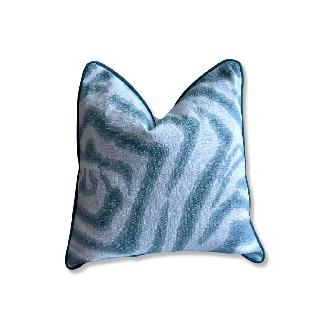 READY TO SHIP Kravet Zebra Blue Aqua Mist White Designer - Etsy | Etsy (US)