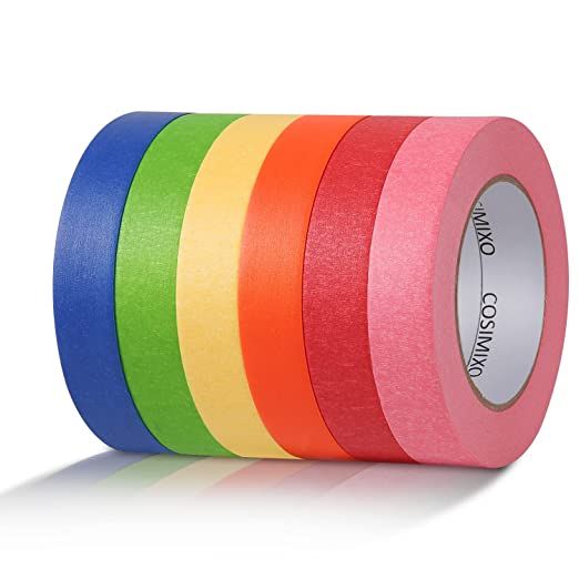 COSIMIXO 6-Pack Colored Masking Tape 0.94 Inch x 60yds of Colorful Craft Tape – Vibrant Rainbow... | Amazon (US)